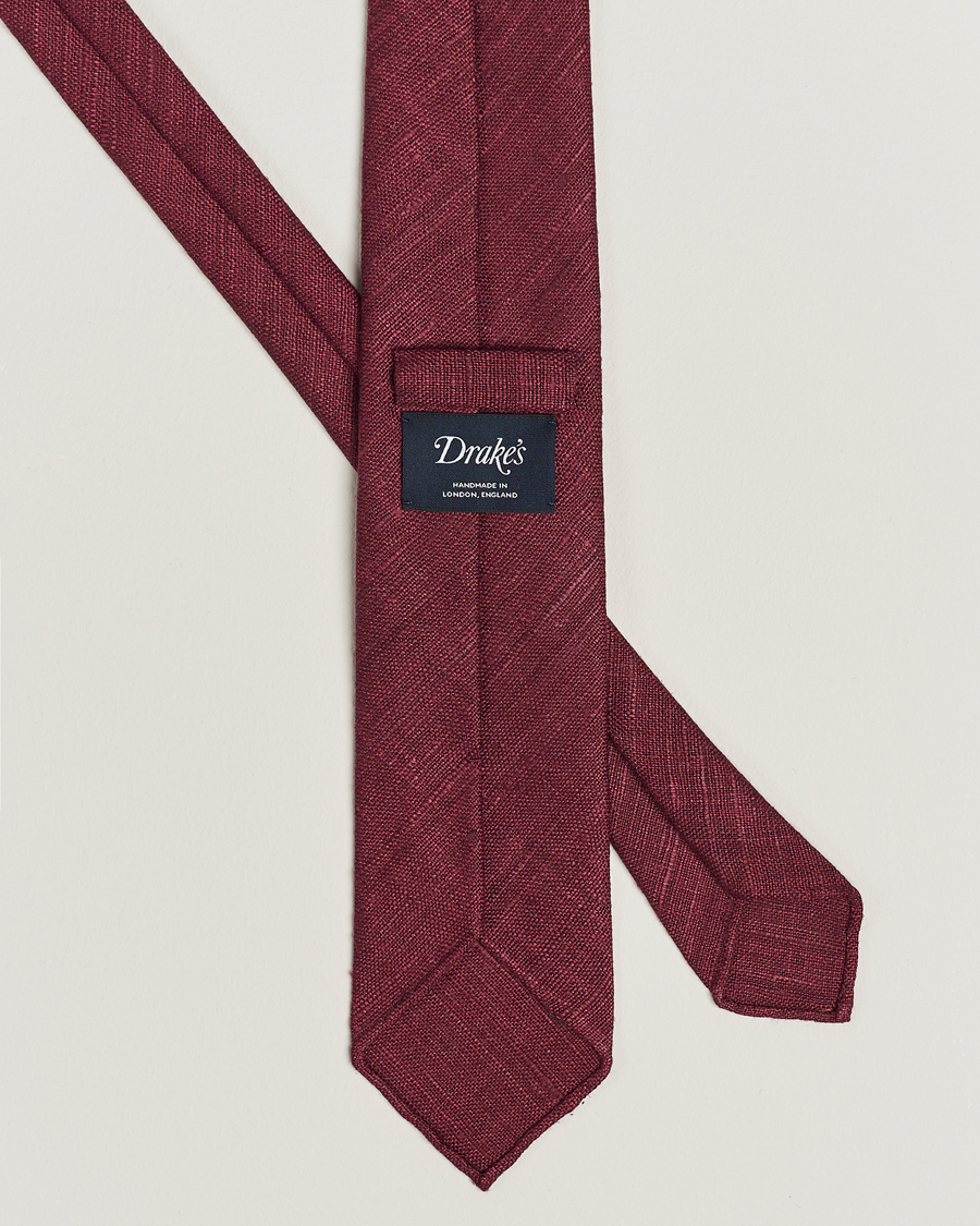 Herre | Slips | Drake's | Tussah Silk Handrolled 8 cm Tie Plum