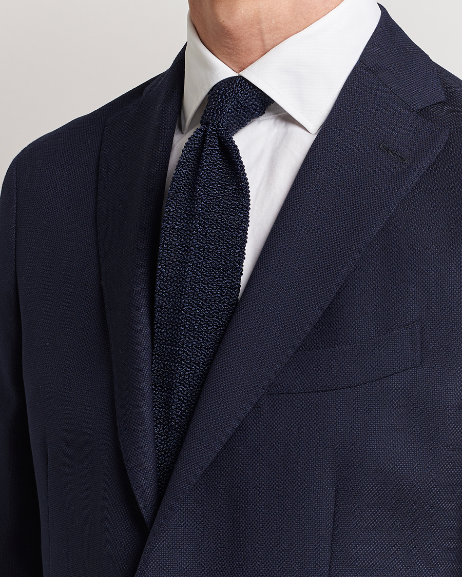 Herr | Slipsar | Drake\'s | Knitted Silk 6.5 cm Tie Navy