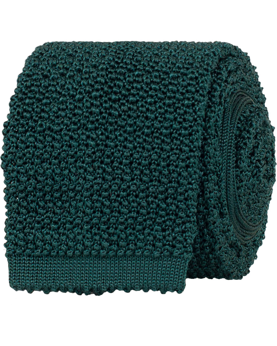 Herre |  | Drake's | Knitted Silk 6.5 cm Tie Green