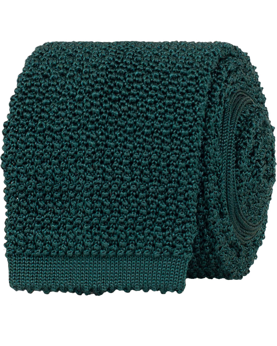 Herre | Drake's Knitted Silk 6.5 cm Tie Green | Drake's | Knitted Silk 6.5 cm Tie Green