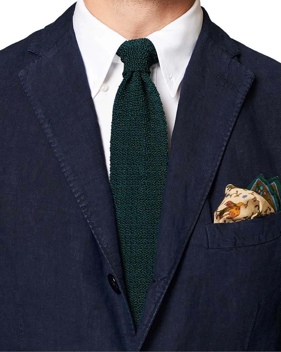 Herre | Drake's Knitted Silk 6.5 cm Tie Green | Drake's | Knitted Silk 6.5 cm Tie Green