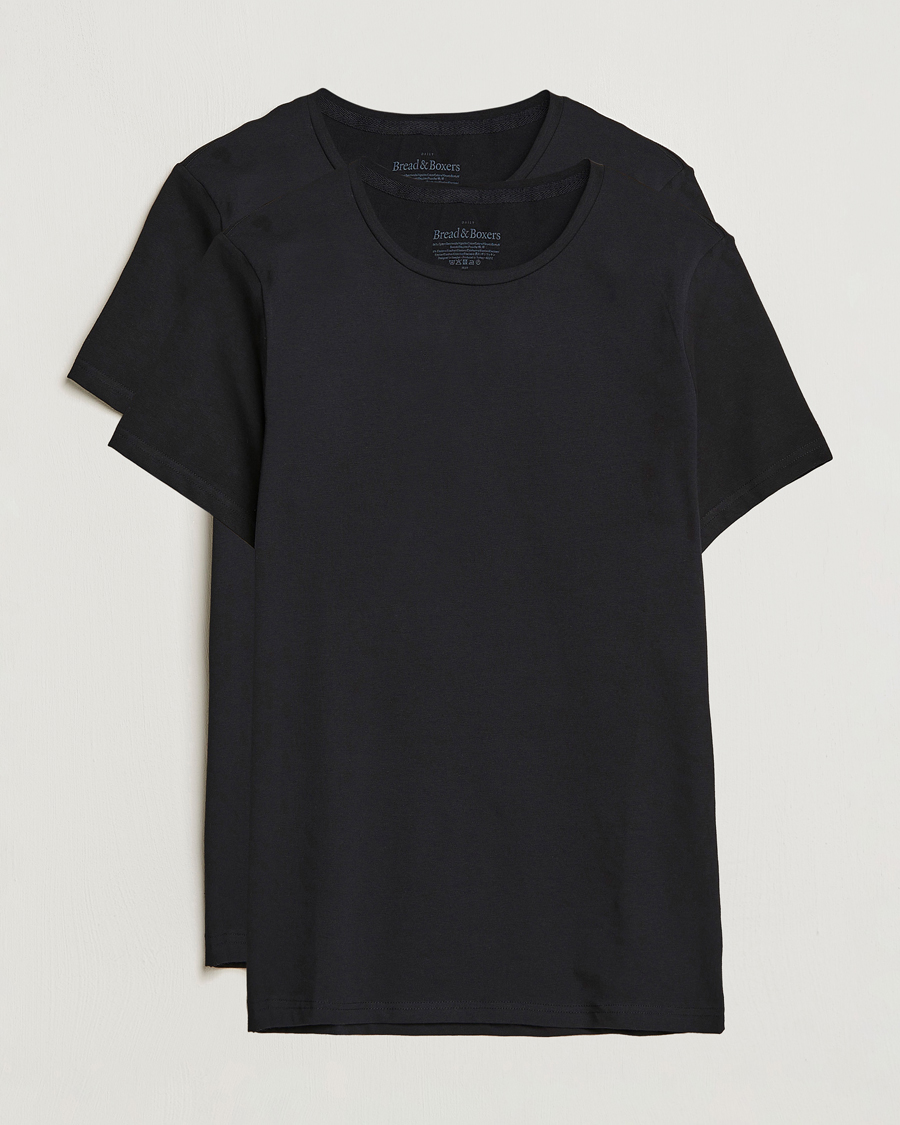 Herre | T-Shirts | Bread & Boxers | 2-Pack Crew Neck Tee Black