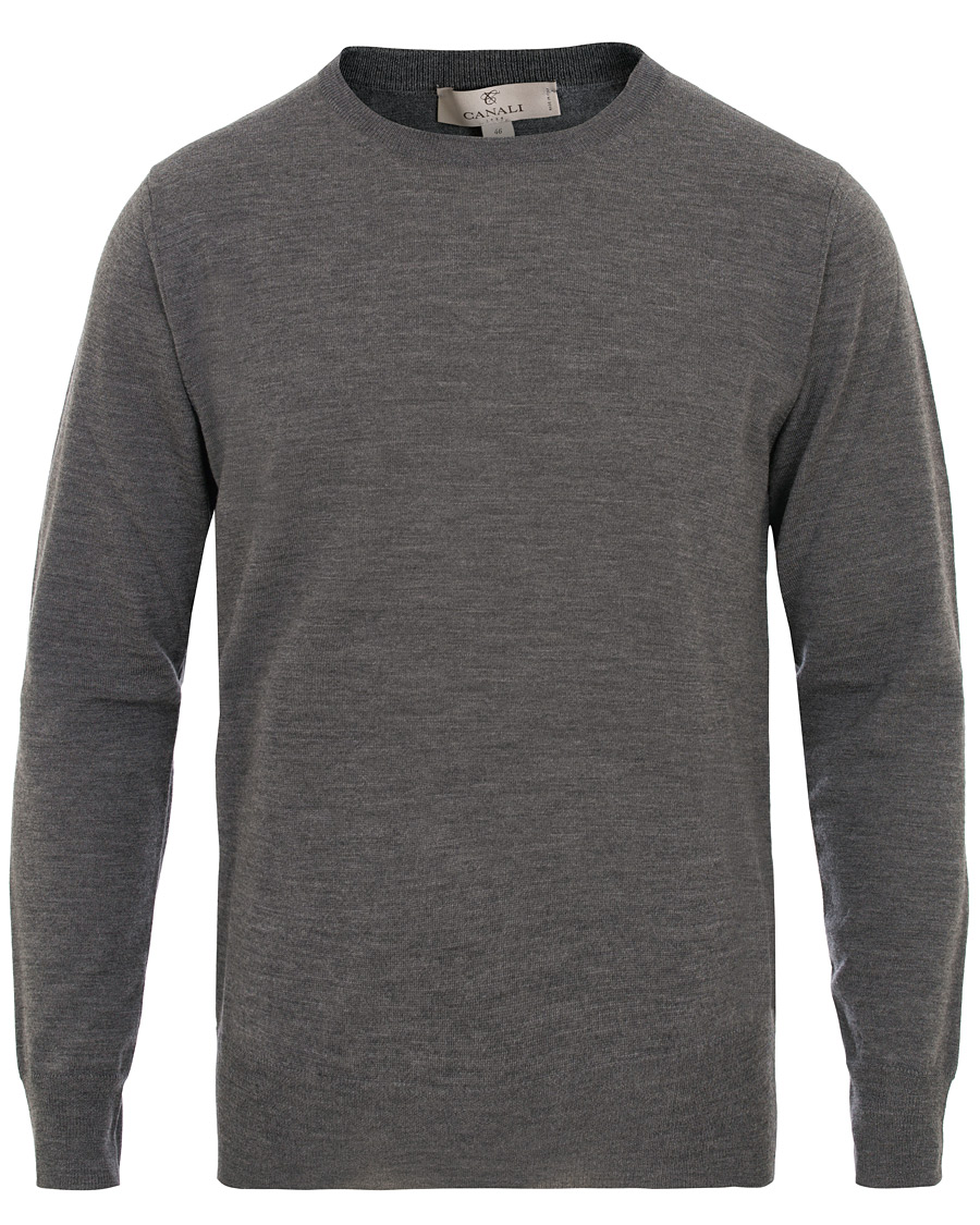 Herre | Trøjer | Canali | Merino Wool Crew Neck Grey