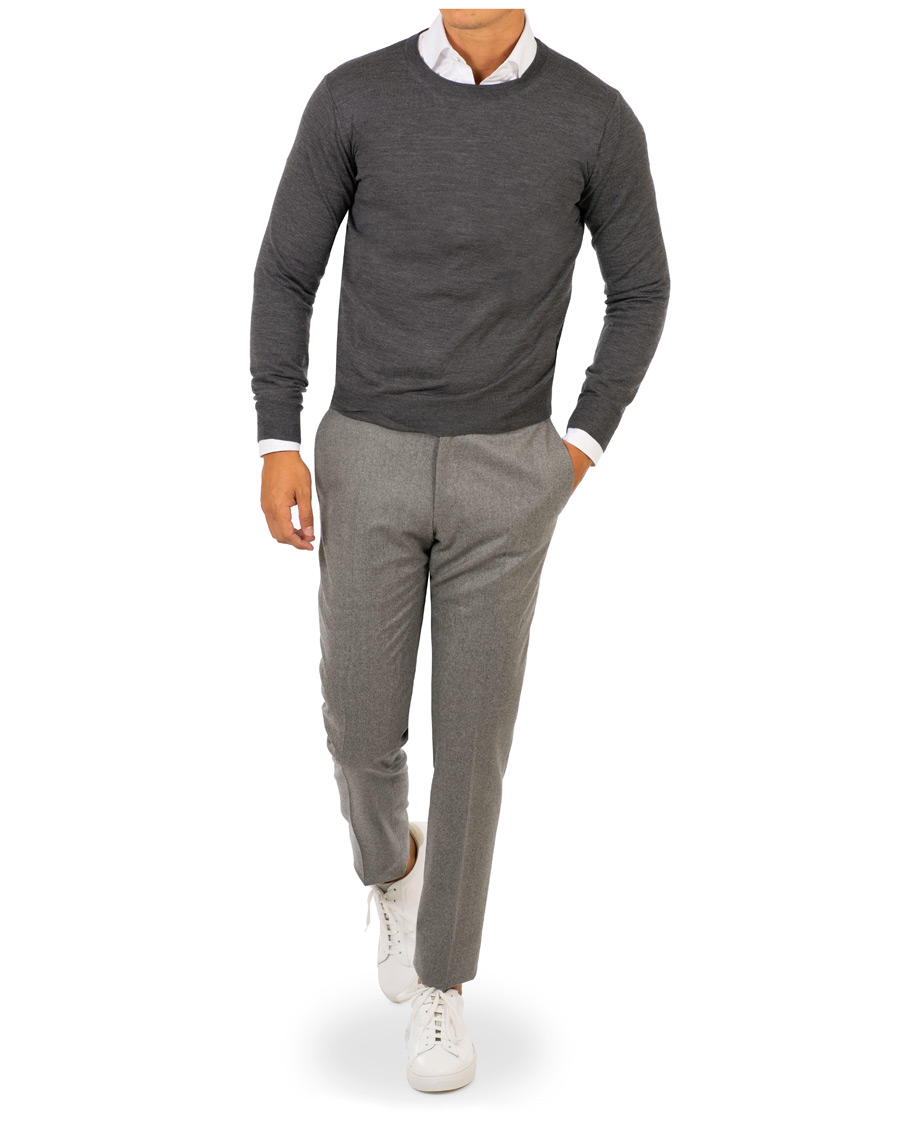 Herre | Trøjer | Canali | Merino Wool Crew Neck Grey