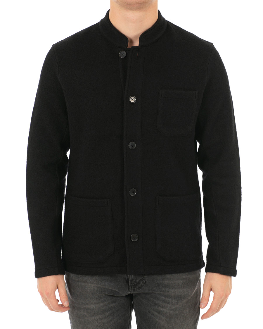 Herre | Jakker | NN07 | Oswald Wool Stand Up Collar Overshirt Black