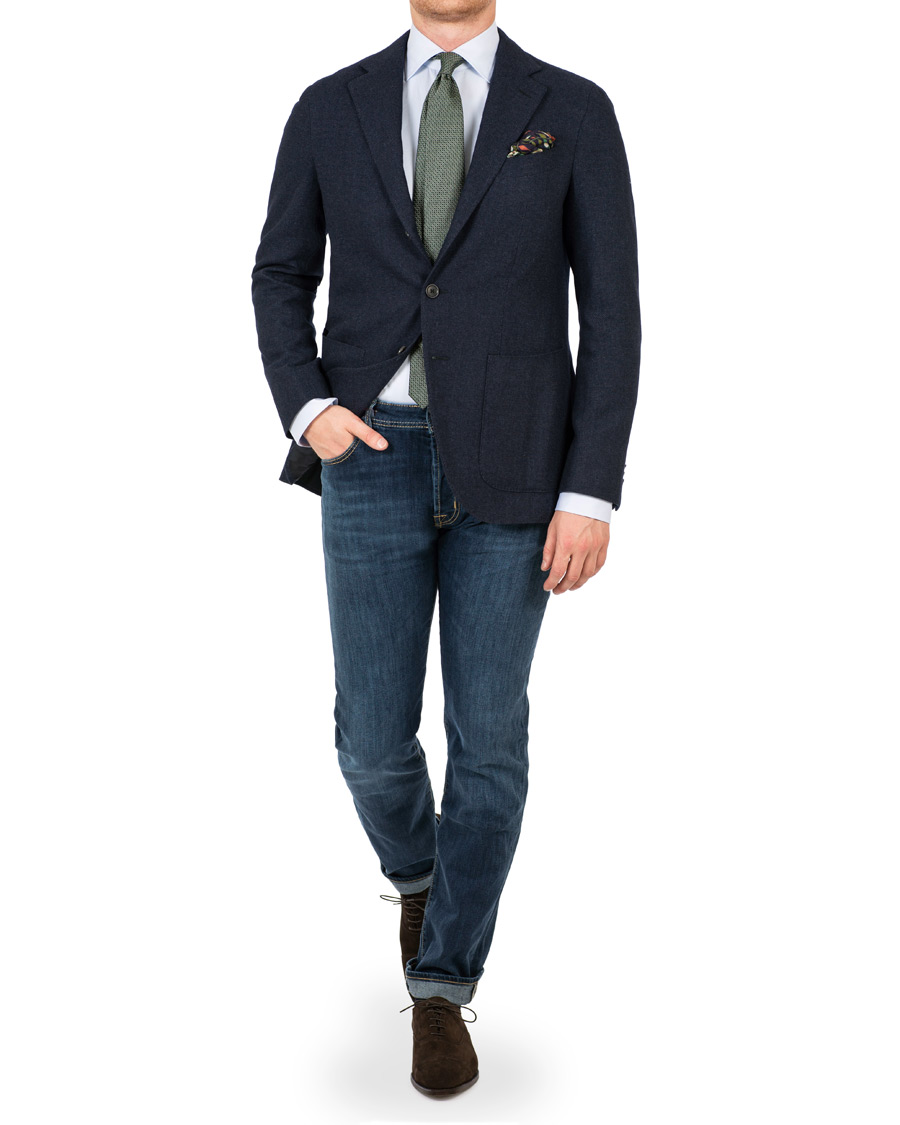 Herre | Blazere & jakker | Caruso | Aida Microstructure Melange Wool Blazer Dark Blue