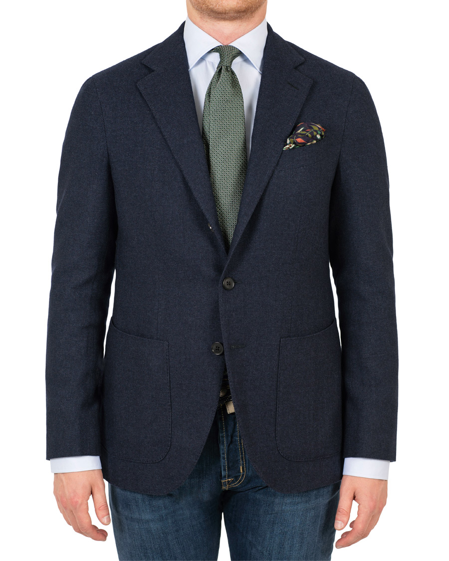 Herre | Blazere & jakker | Caruso | Aida Microstructure Melange Wool Blazer Dark Blue