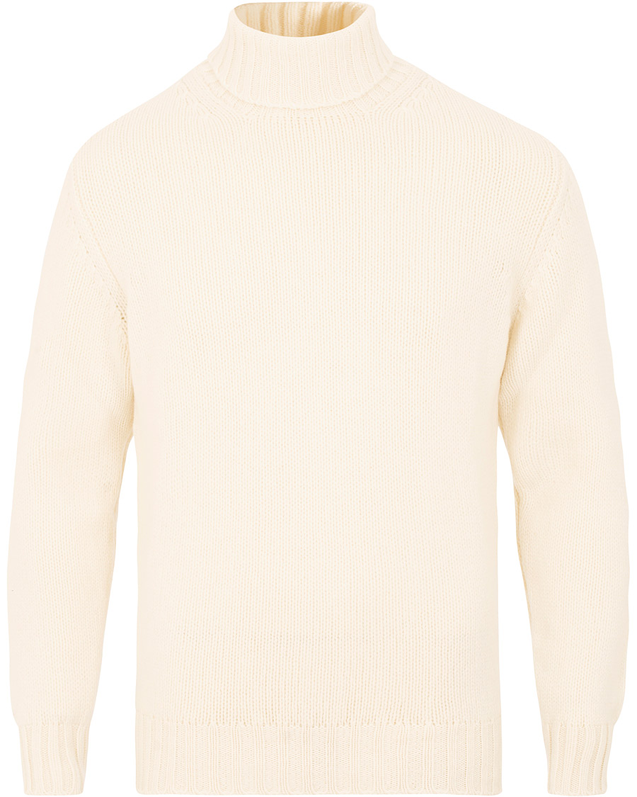 Herre | Trøjer | Drake's | Lambswool Rollneck White