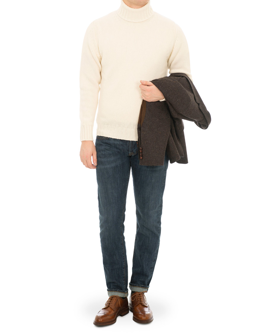 Herre | Trøjer | Drake's | Lambswool Rollneck White