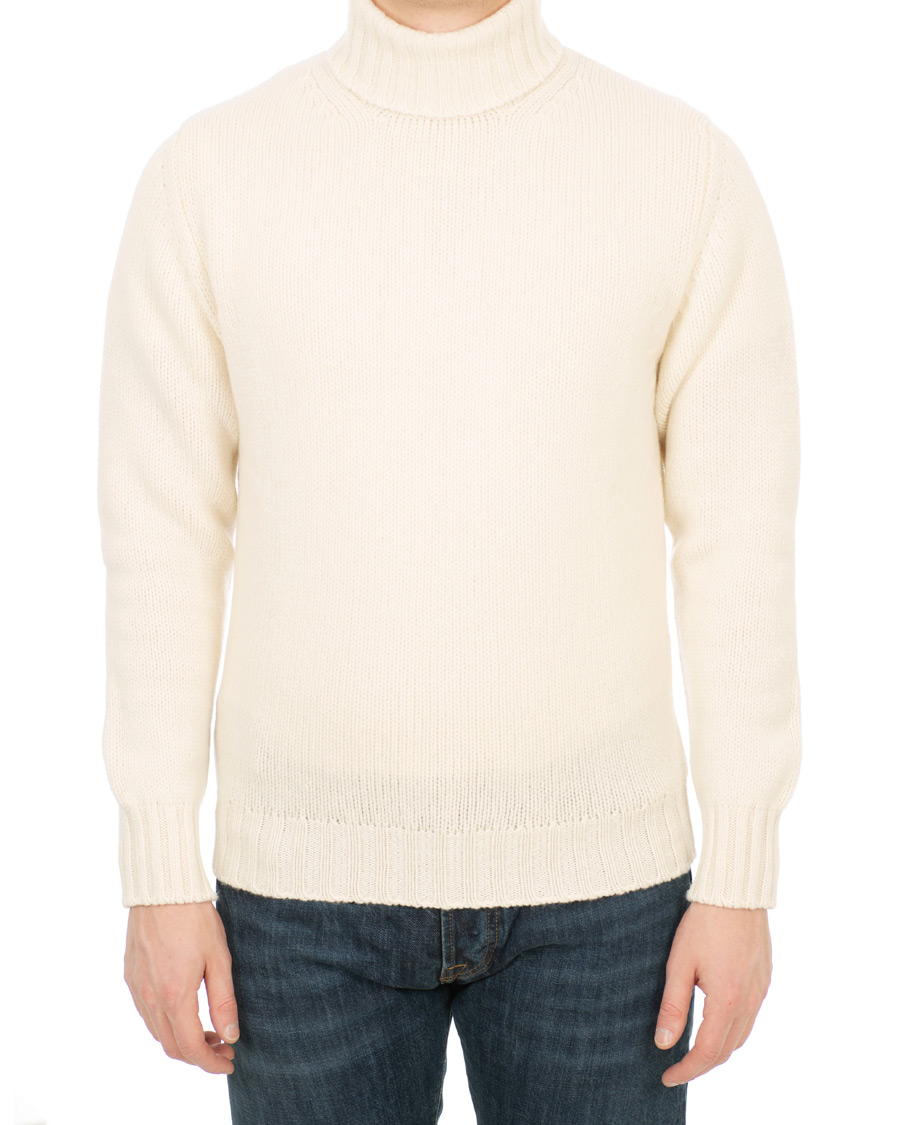Herre | Trøjer | Drake's | Lambswool Rollneck White