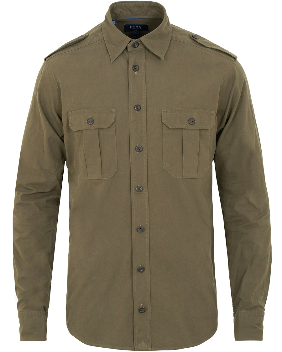 Herre | Jakker | Eton | Slim Fit Twill Overshirt Green