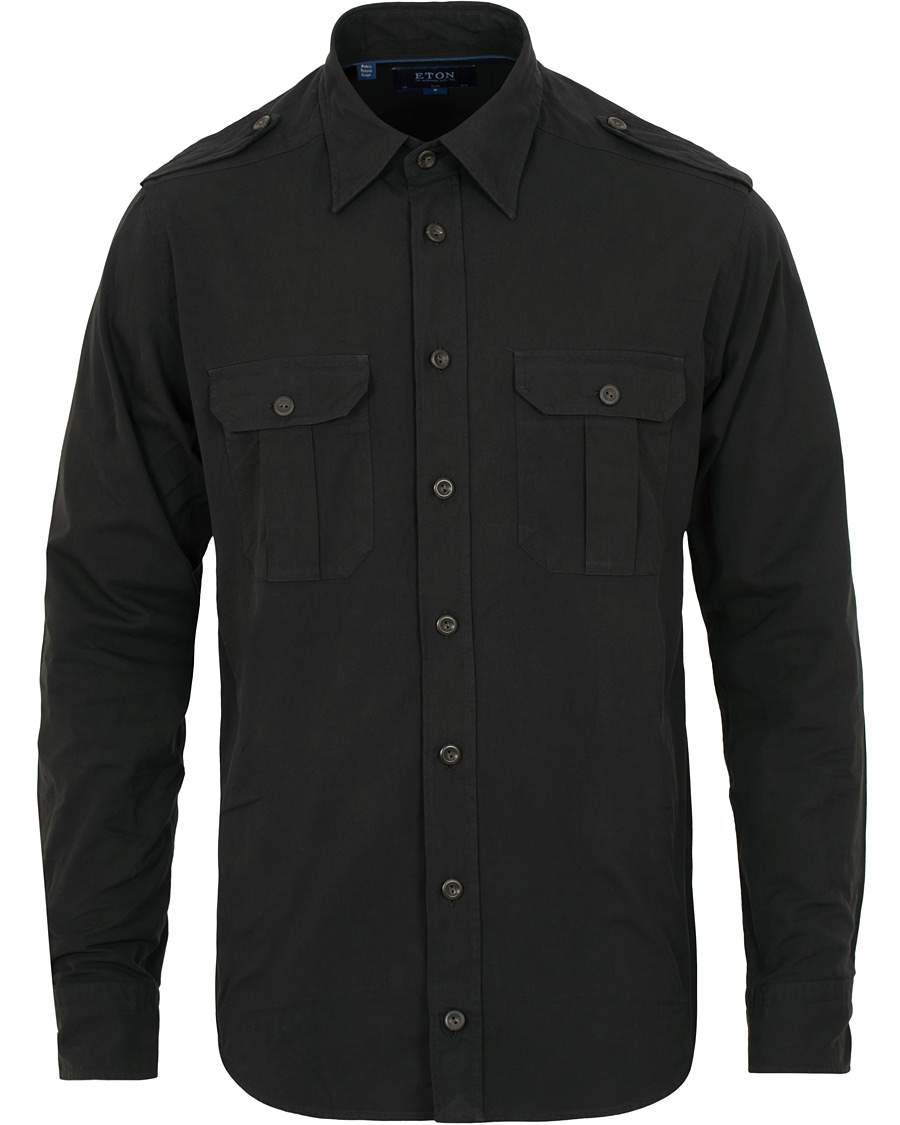 Herre | Jakker | Eton | Slim Fit Twill Overshirt Black
