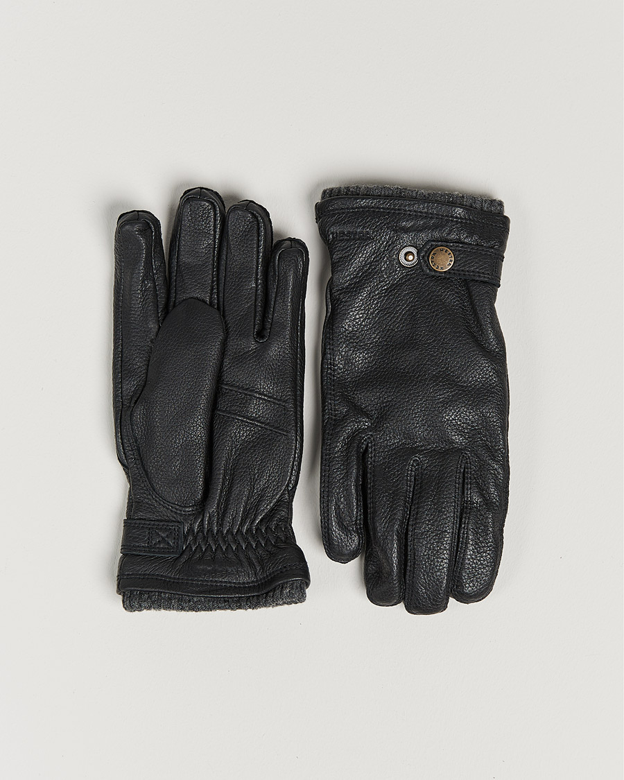 Herre | Handsker | Hestra | Utsjö Fleece Liner Buckle Elkskin Glove Black