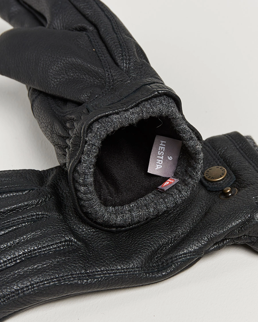 Herre | Handsker | Hestra | Utsjö Fleece Lined Buckle Elkskin Glove Black