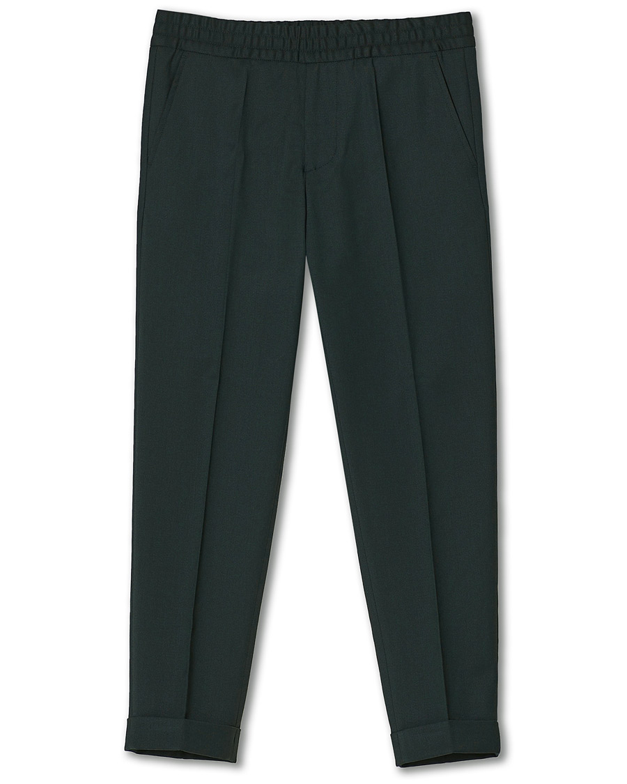 Herre | Bukser | Filippa K | Terry Gabardine Cropped Turn Up Trousers Dark Spruce