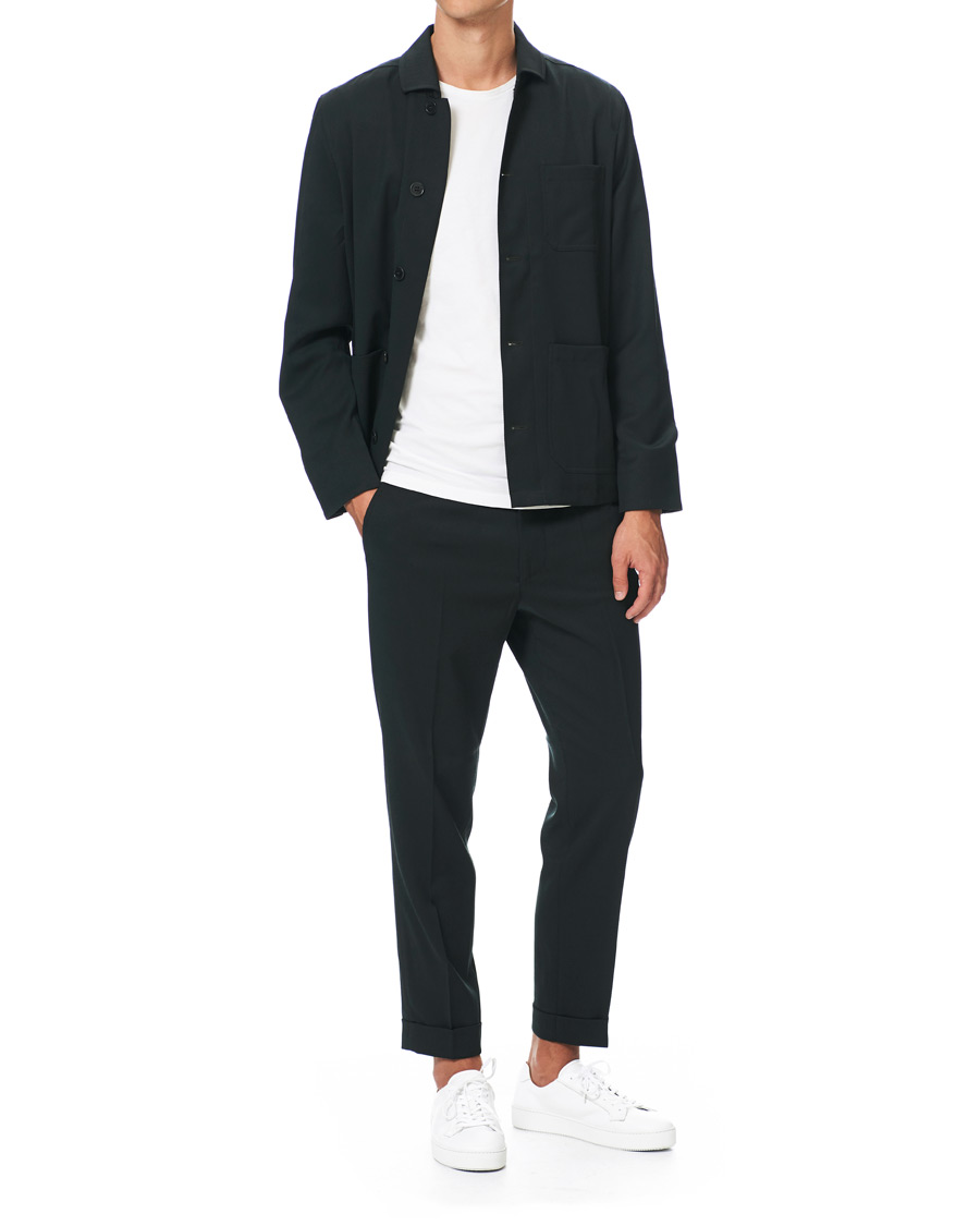 Herre | Bukser | Filippa K | Terry Gabardine Cropped Turn Up Trousers Dark Spruce