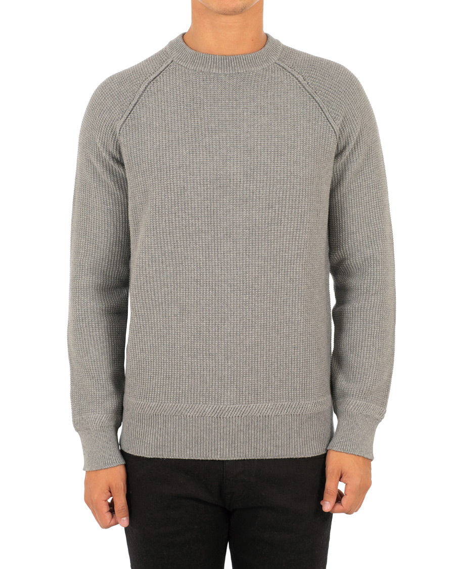Herre | Trøjer | Filippa K | Cotton Texture R Neck Sweater Grey Melange