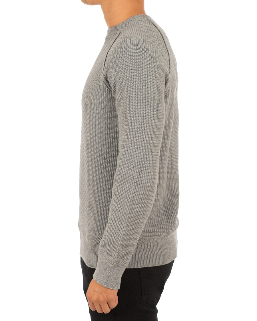 Herre | Trøjer | Filippa K | Cotton Texture R Neck Sweater Grey Melange