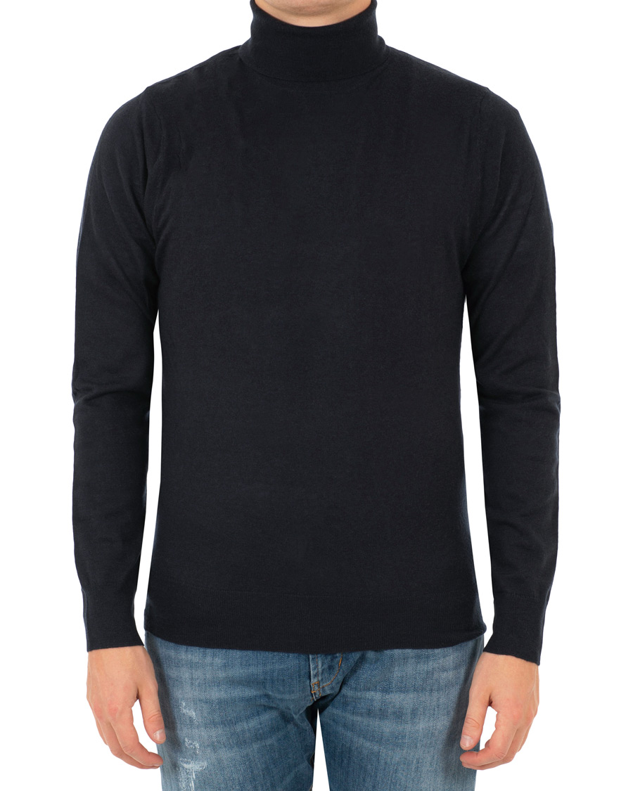 Herre | Trøjer | Filippa K | Wool/Silk Rollneck Dark Navy