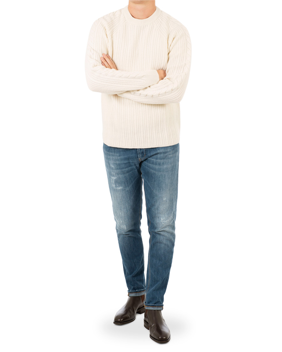 Herre | Trøjer | Filippa K | Wool Cable Crew Neck Sweater Cream