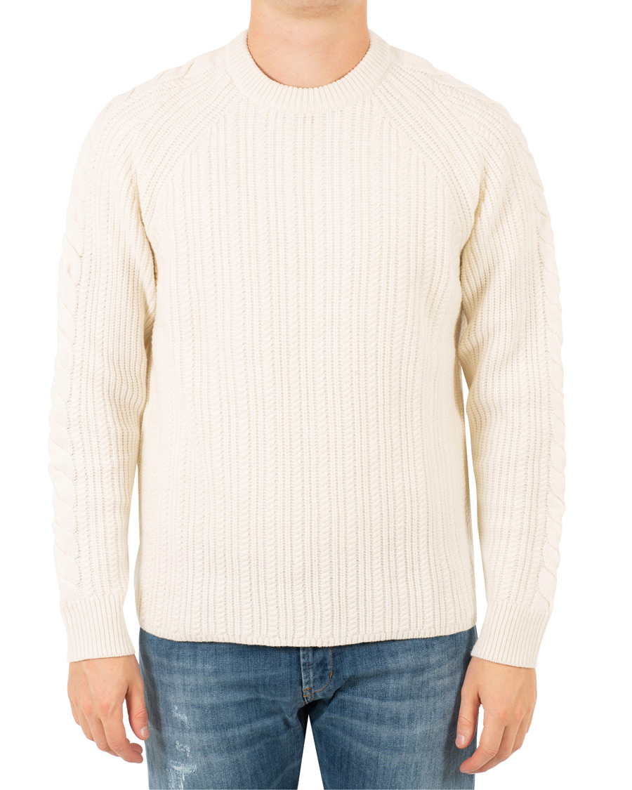Herre | Trøjer | Filippa K | Wool Cable Crew Neck Sweater Cream