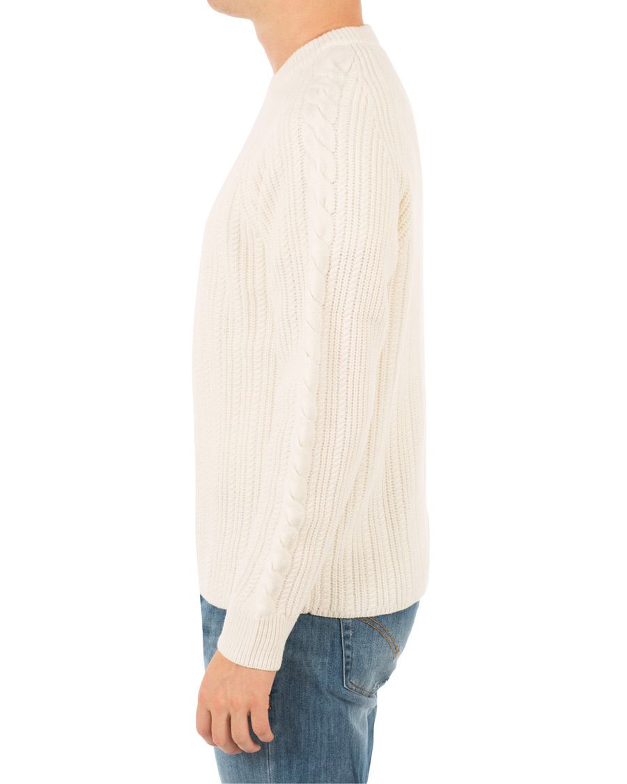 Herre | Trøjer | Filippa K | Wool Cable Crew Neck Sweater Cream