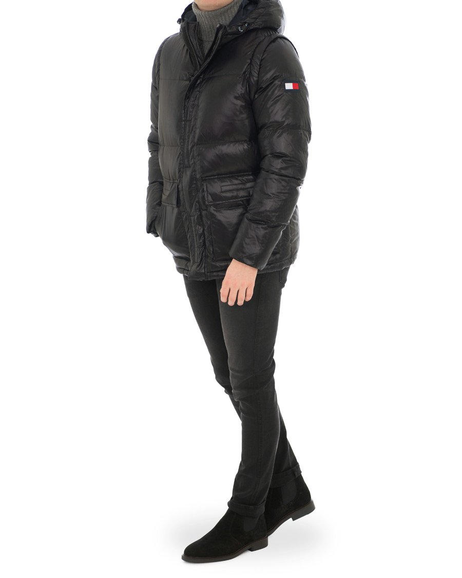 Herre | Jakker | Tommy Hilfiger | Shiny Hooded Down Jacket Jet Black