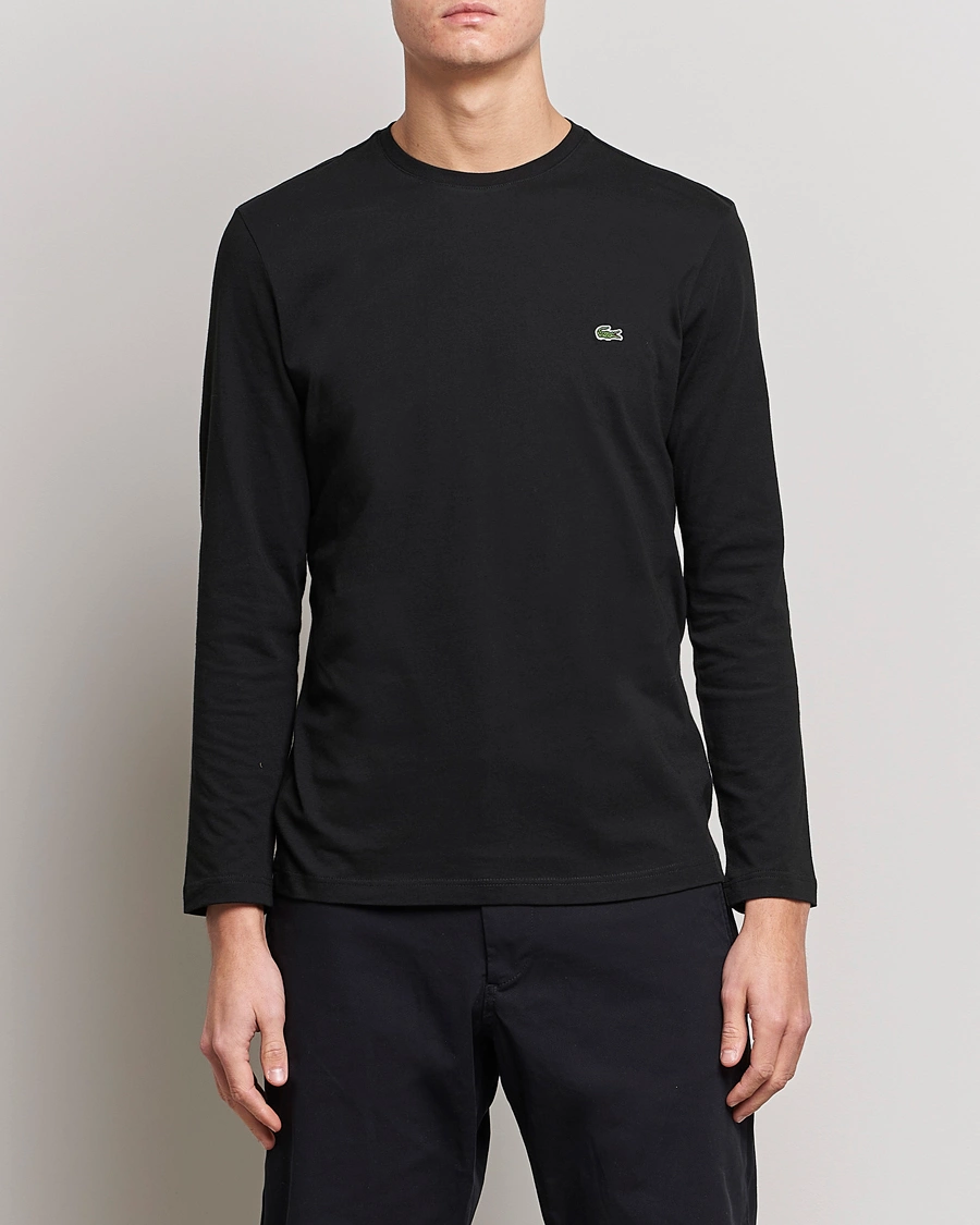 Herre | T-Shirts | Lacoste | Long Sleeve Crew Neck T-Shirt Black