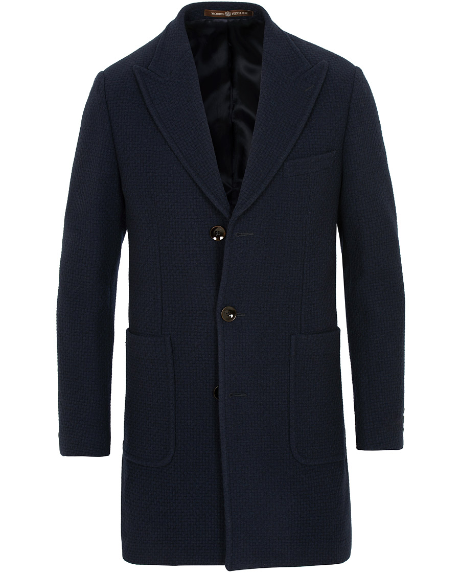 Herre | Jakker | Morris Heritage | Gordon Basketweave Peak Lapel Coat Navy