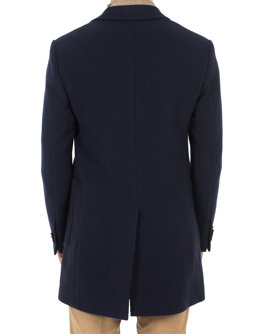 Herre | Jakker | Morris Heritage | Gordon Basketweave Peak Lapel Coat Navy