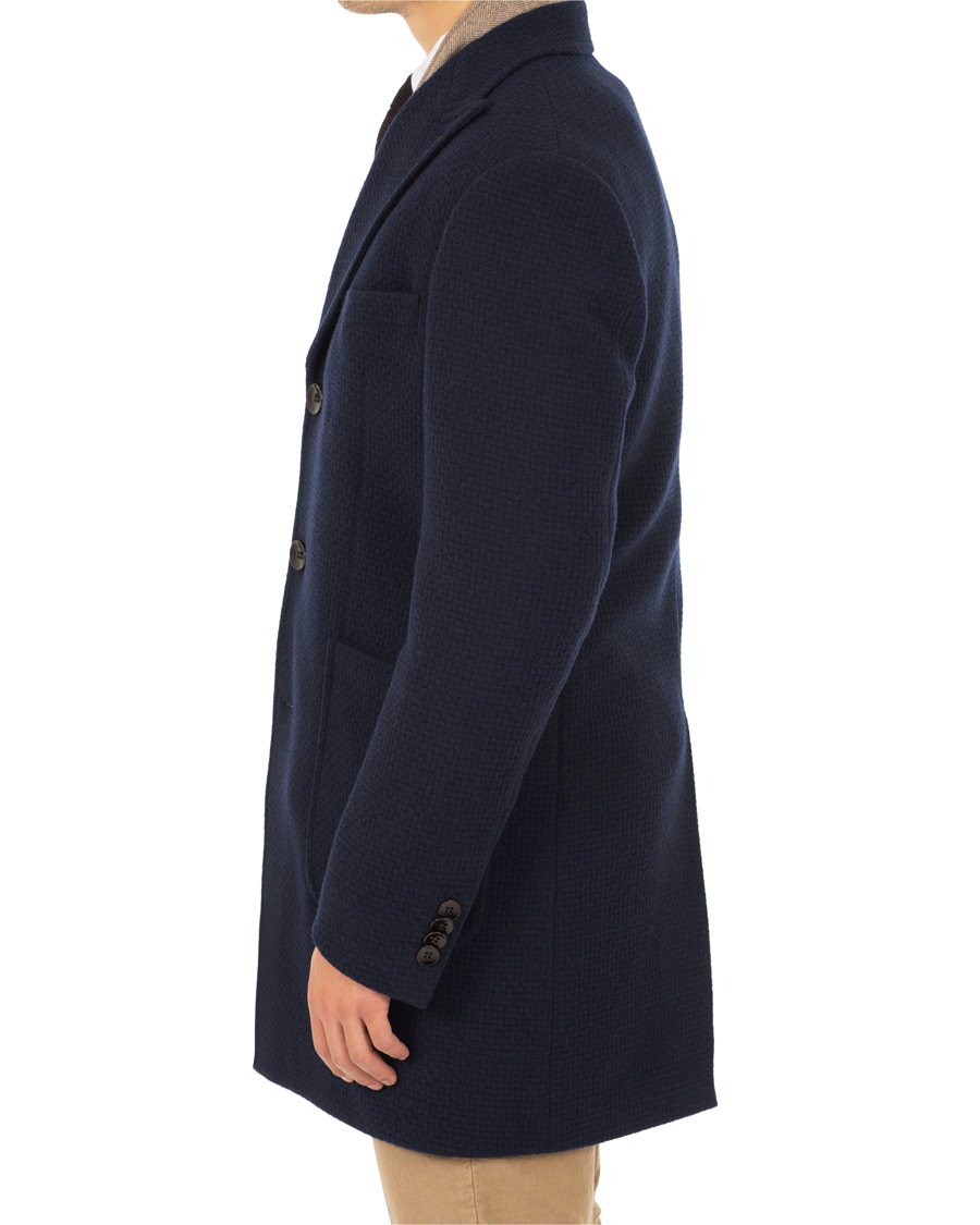 Herre | Jakker | Morris Heritage | Gordon Basketweave Peak Lapel Coat Navy