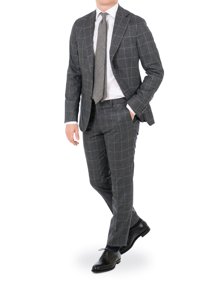 Herre | Jakkesæt | Oscar Jacobson | Egel Super 120 Wool Vitale Barberis Check Suit Grey