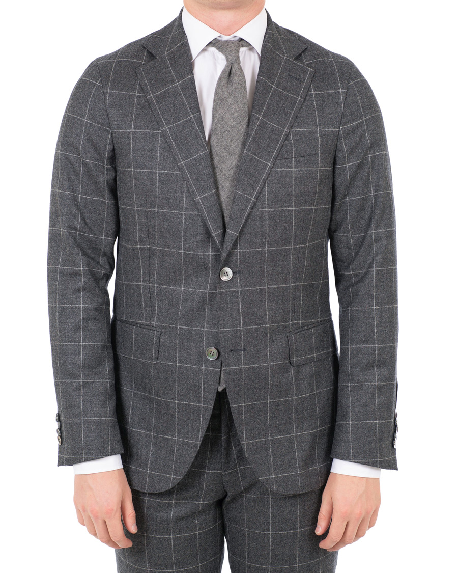 Herre | Jakkesæt | Oscar Jacobson | Egel Super 120 Wool Vitale Barberis Check Suit Grey