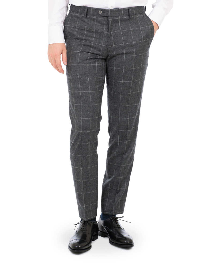 Herre | Jakkesæt | Oscar Jacobson | Egel Super 120 Wool Vitale Barberis Check Suit Grey