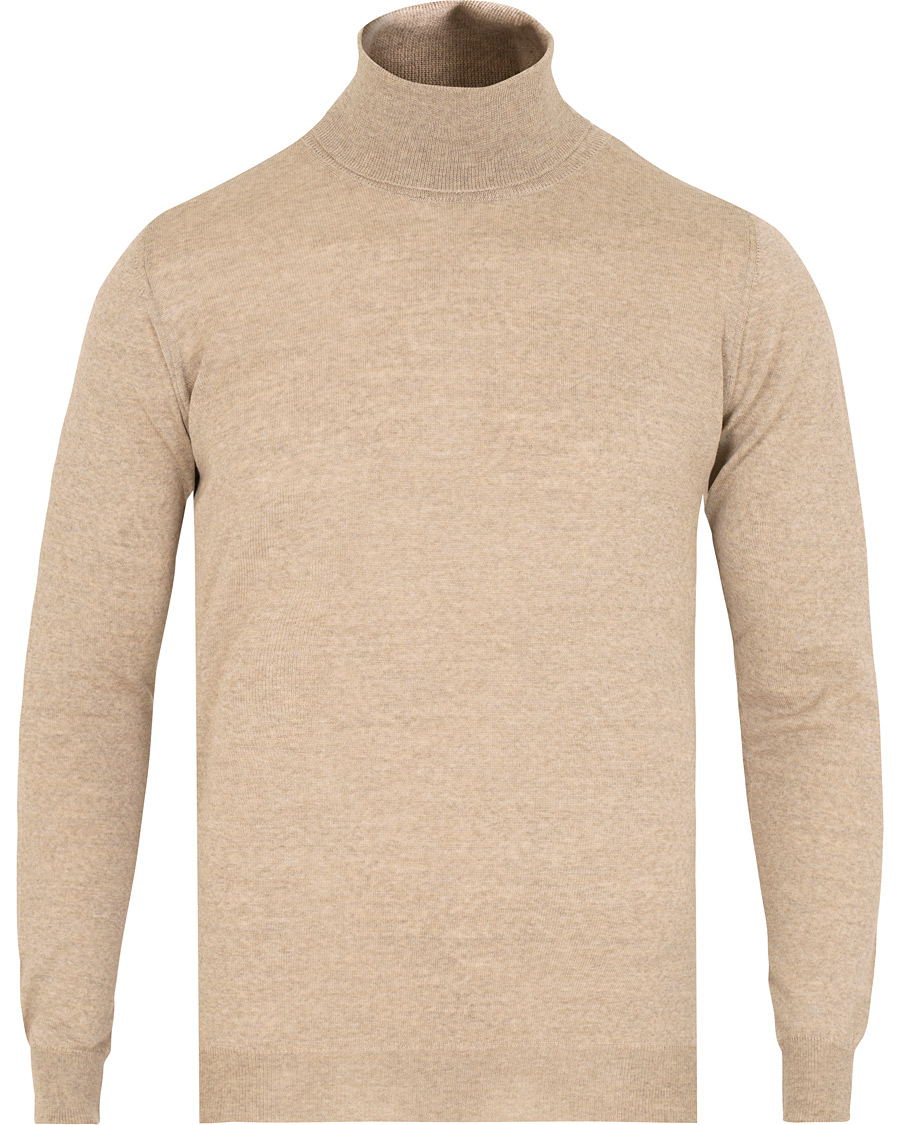 Herre | Trøjer | Oscar Jacobson | Cole Extra Fine Merino Rollneck Beige
