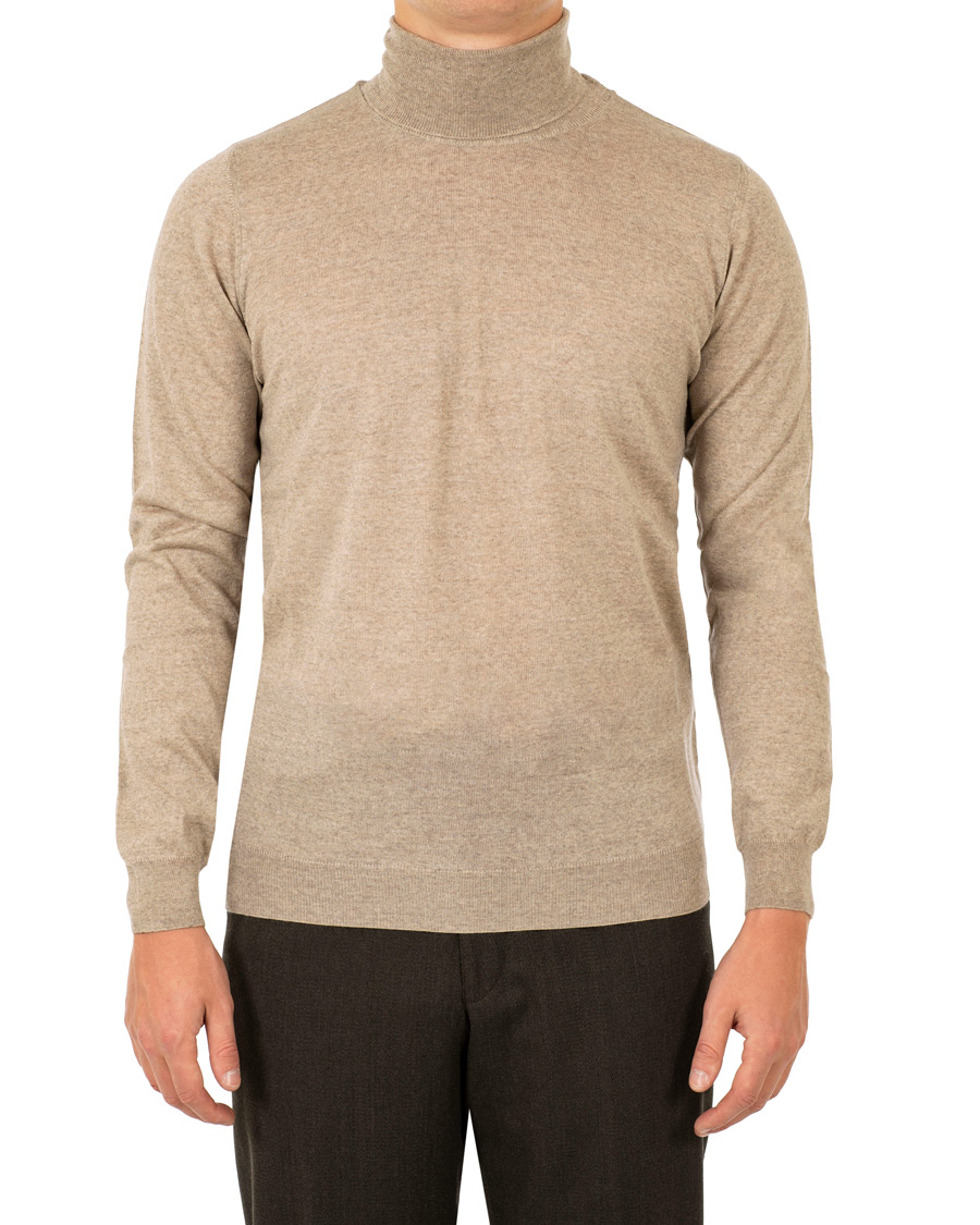 Herre | Trøjer | Oscar Jacobson | Cole Extra Fine Merino Rollneck Beige