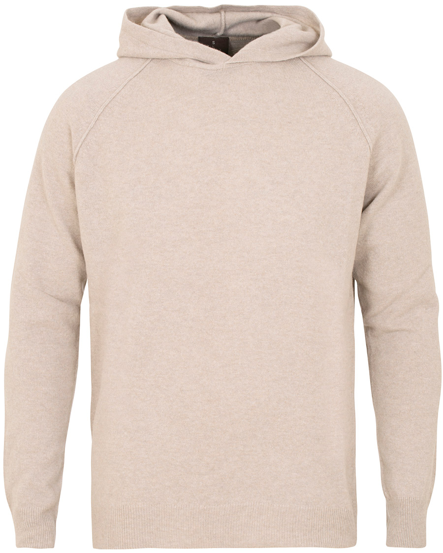 Herre | Trøjer | Oscar Jacobson | Pascal Ultra Fine Merino/Cashmere Hoodie Beige