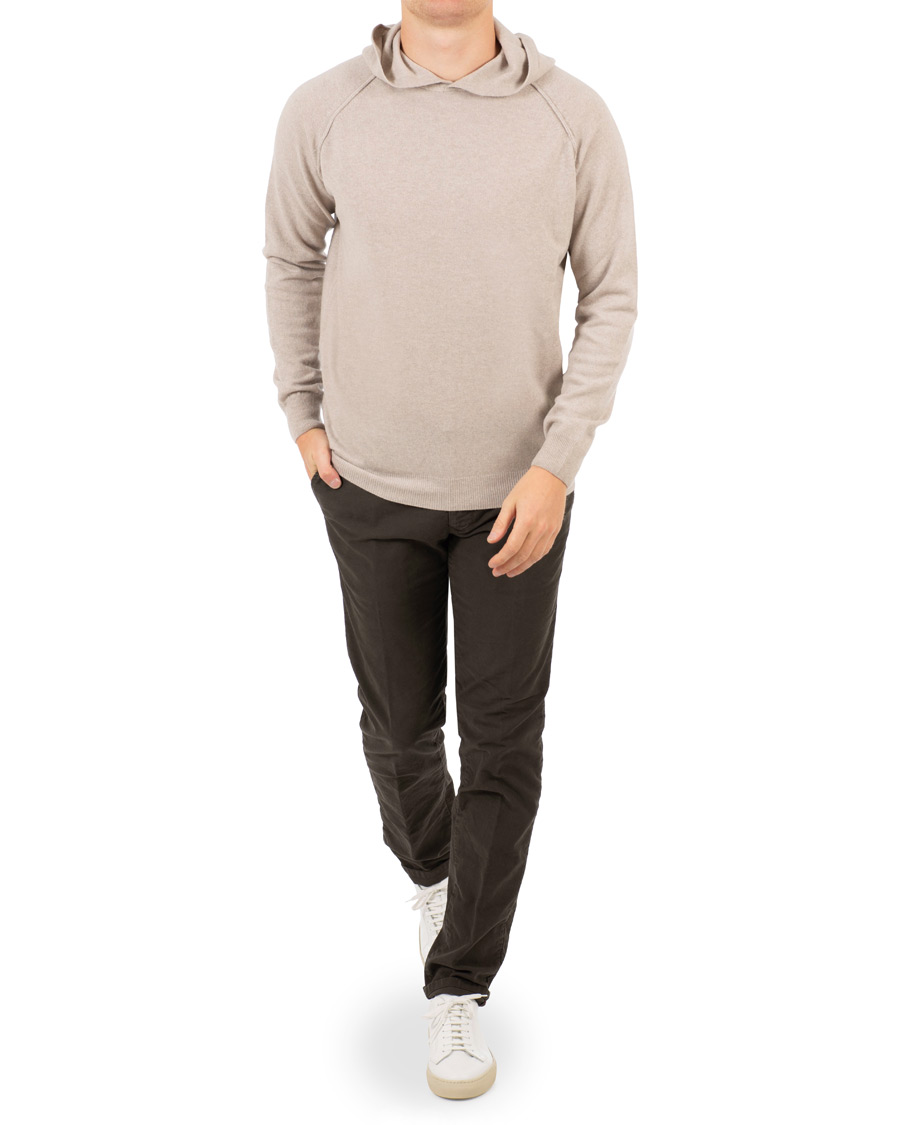 Herre | Trøjer | Oscar Jacobson | Pascal Ultra Fine Merino/Cashmere Hoodie Beige