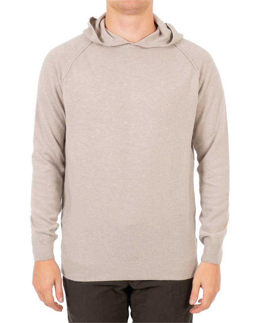Herre | Trøjer | Oscar Jacobson | Pascal Ultra Fine Merino/Cashmere Hoodie Beige
