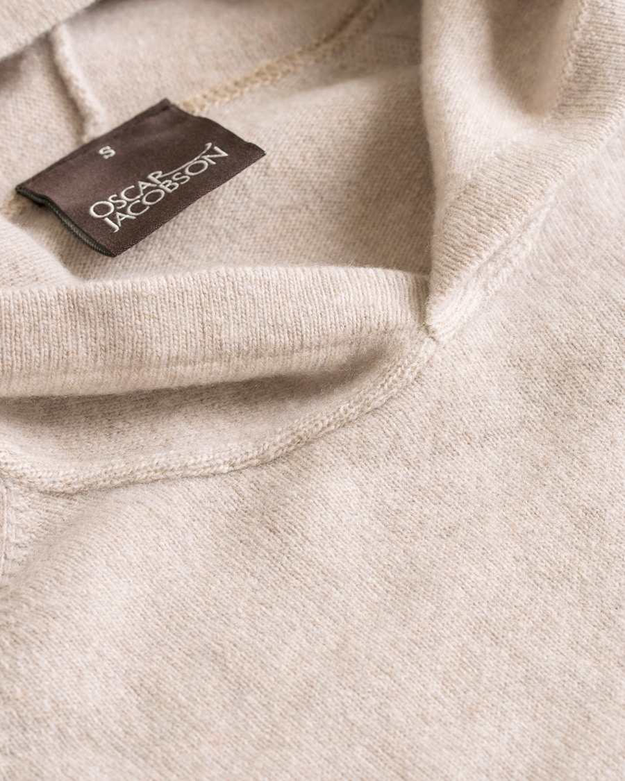 Herre | Trøjer | Oscar Jacobson | Pascal Ultra Fine Merino/Cashmere Hoodie Beige