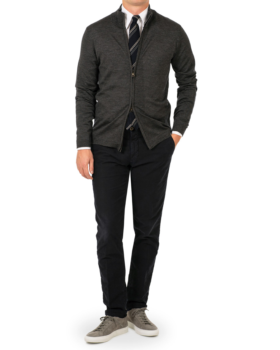 Herre | Trøjer | Oscar Jacobson | Ariel Extra Fine Merino Full Zip Grey