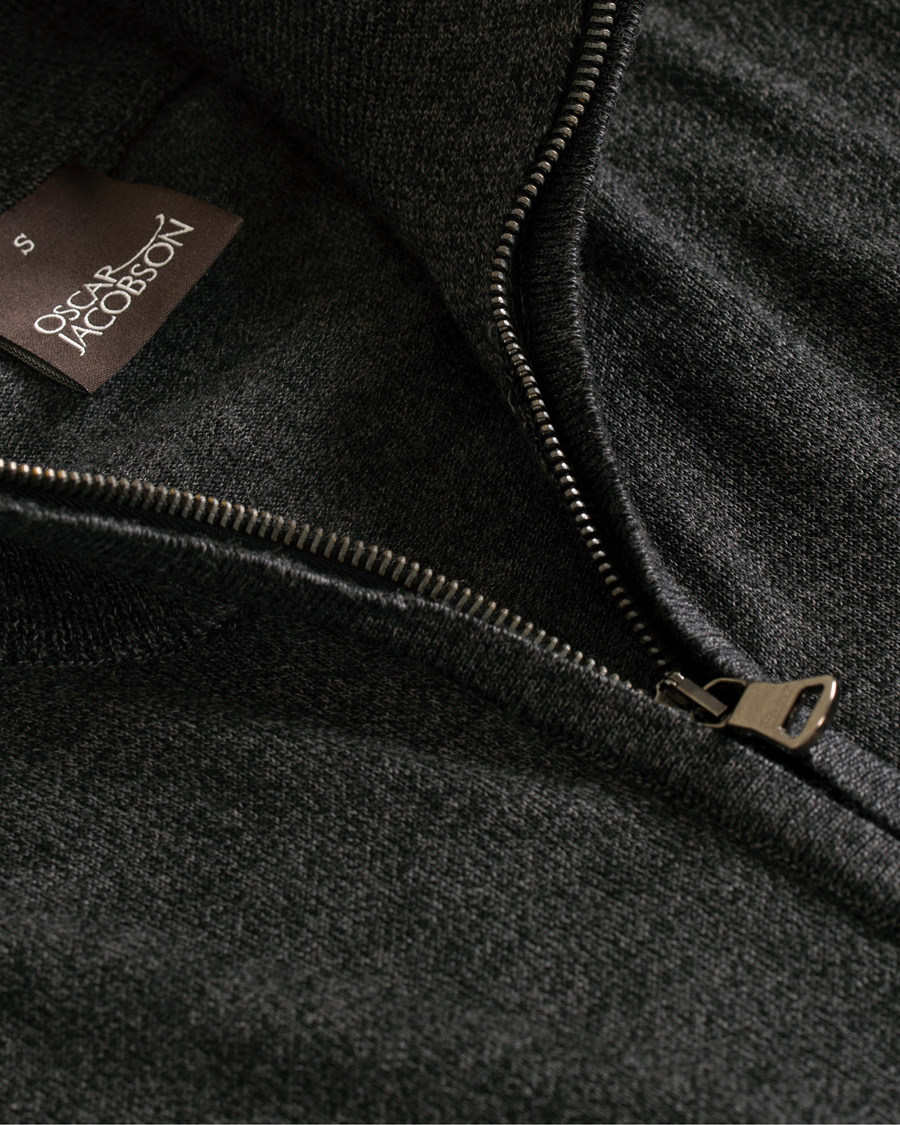 Herre | Trøjer | Oscar Jacobson | Ariel Extra Fine Merino Full Zip Grey