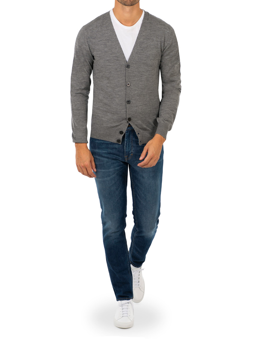 Herre | Trøjer | Tiger of Sweden | Navid Extra Fine Merino Cardigan Grey