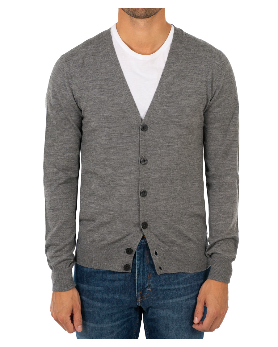 Herre | Trøjer | Tiger of Sweden | Navid Extra Fine Merino Cardigan Grey