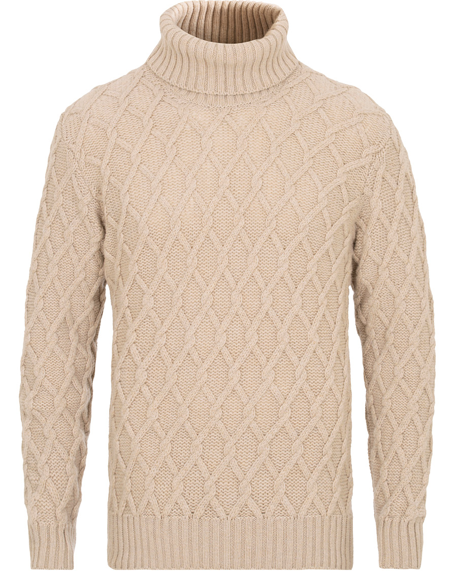 Inis Meáin Trellis Turtleneck Wool Sand - CareOfCarl.dk