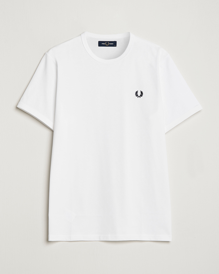 Herre | Hvide t-shirts | Fred Perry | Ringer Crew Neck Tee White