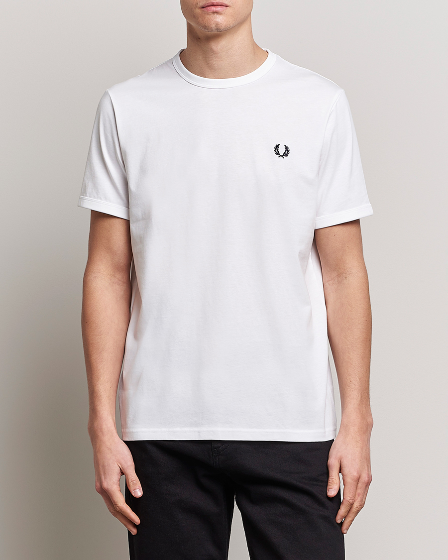 Herre | T-Shirts | Fred Perry | Ringer Crew Neck Tee White