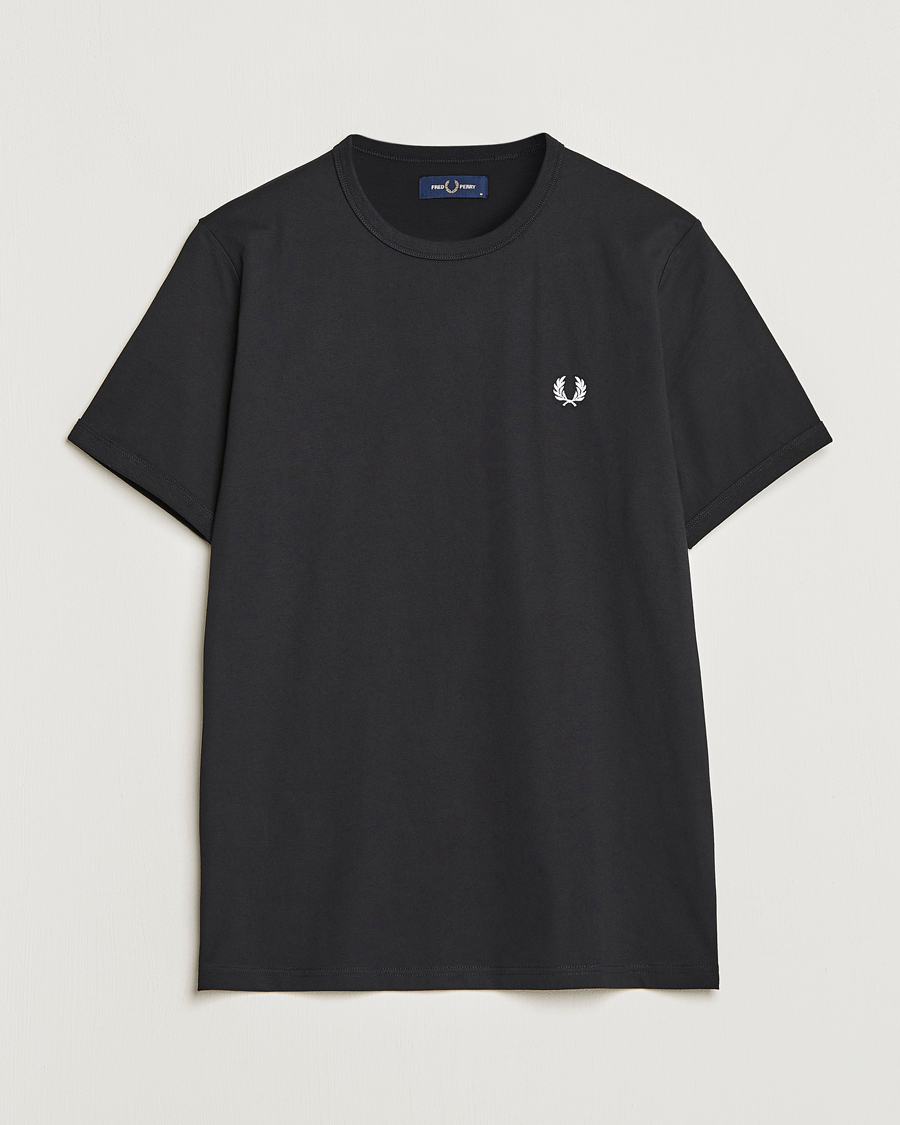 Herre | Sorte t-shirts | Fred Perry | Ringer Crew Neck Tee Black