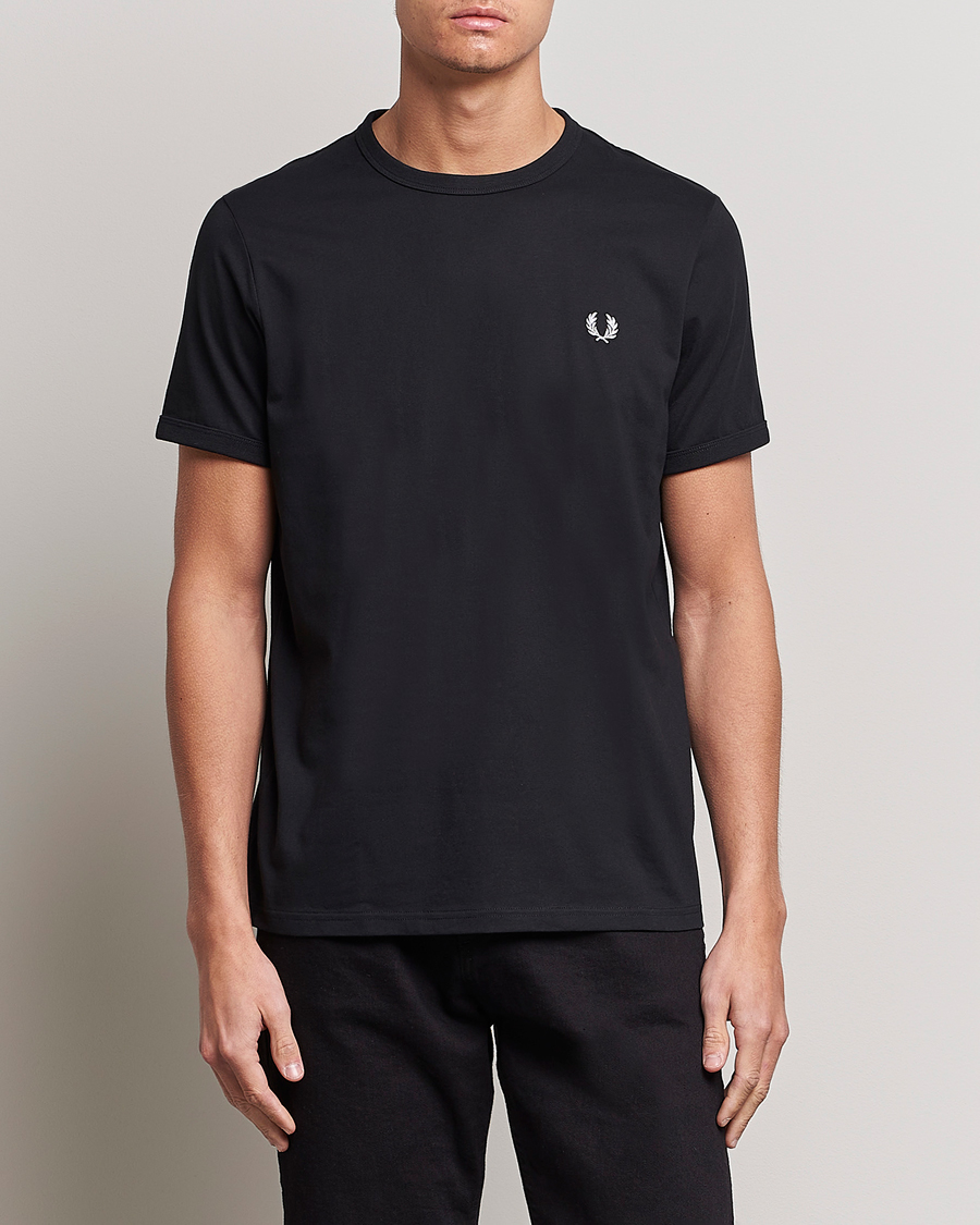 Herre | Sorte t-shirts | Fred Perry | Ringer Crew Neck Tee Black
