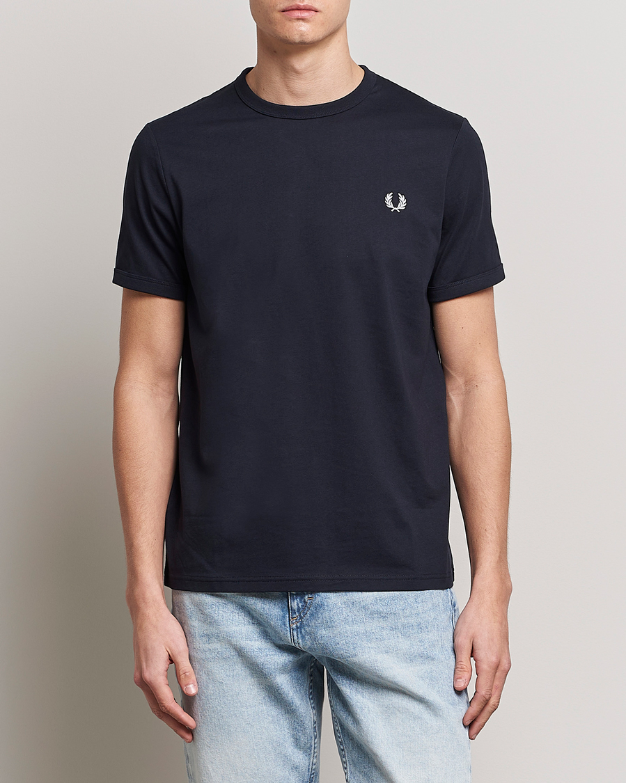 Herre |  | Fred Perry | Ringer Crew Neck Tee Navy